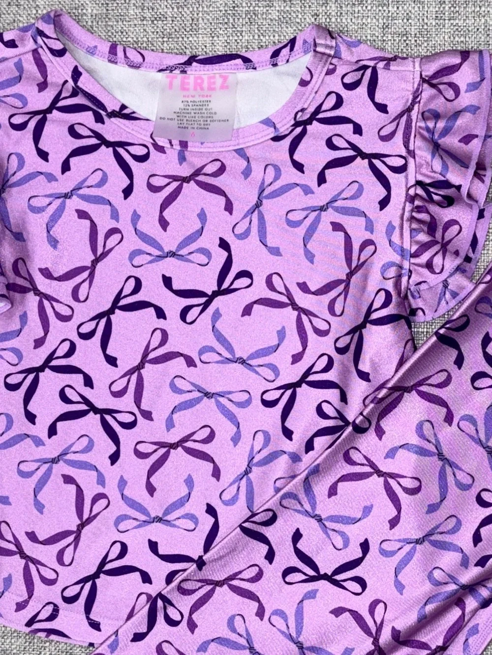 Terez Girls' Lavender and Purple Bow-Print Set
